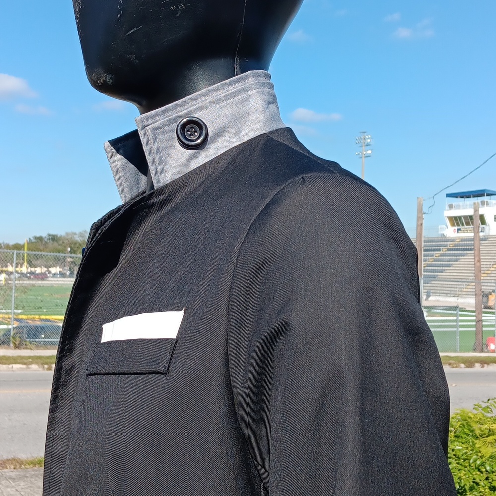 ZACARD Men's Black & Gray Button Up Blazer Jacket Collarless